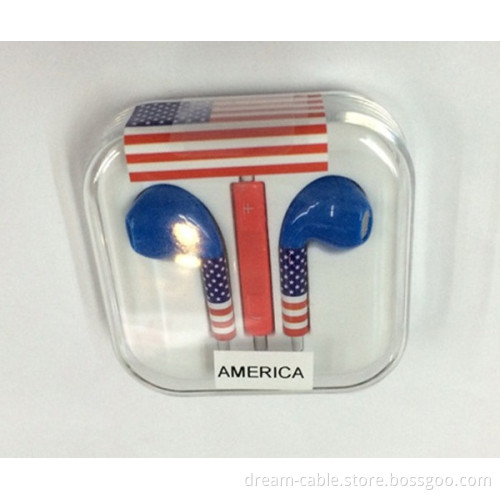 Flag Earphone for iPhone 5 with Remote and Mic
